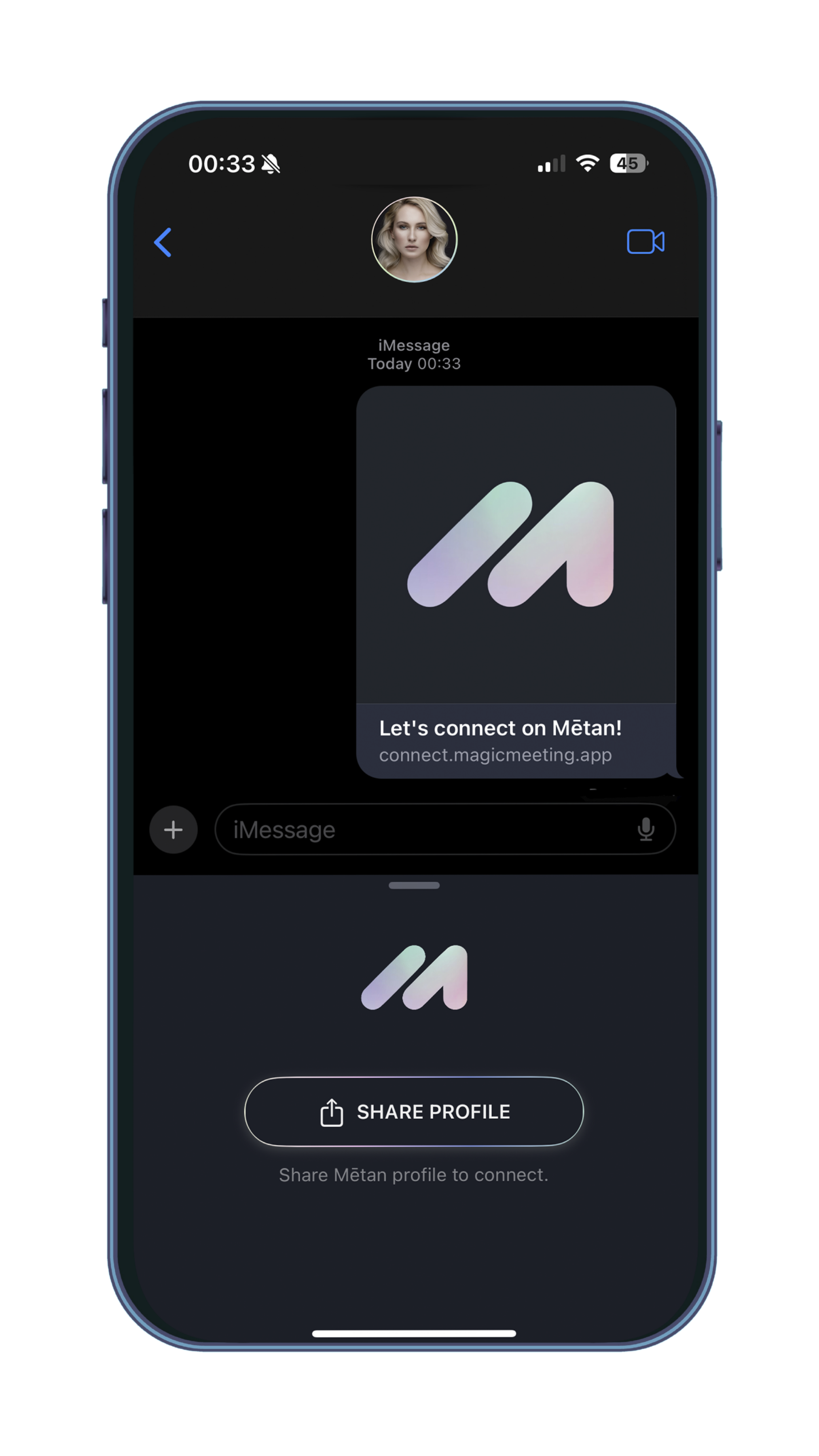 iMessage extension for sharing smart links